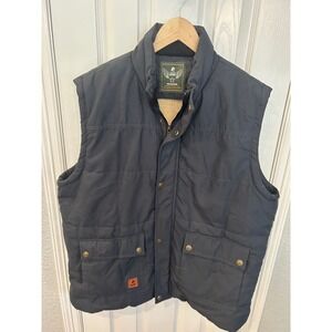 Cool Choice Mens Sherpa Lined Puffer Vest Navy Blue Outdoor Utility Jacket XL